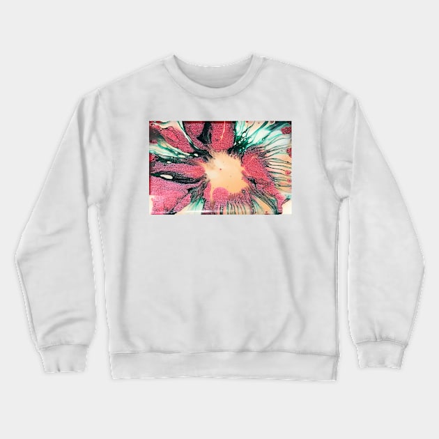 Red Orange Green Floral Spin Crewneck Sweatshirt by Sasa-paints